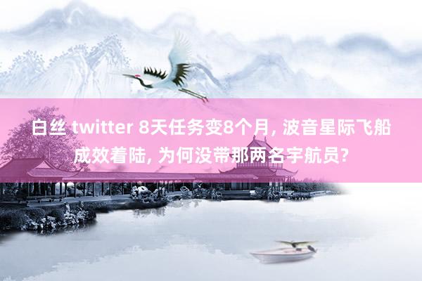 白丝 twitter 8天任务变8个月， 波音星际飞船成效着陆， 为何没带那两名宇航员?