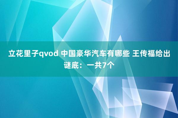 立花里子qvod 中国豪华汽车有哪些 王传福给出谜底：一共7个
