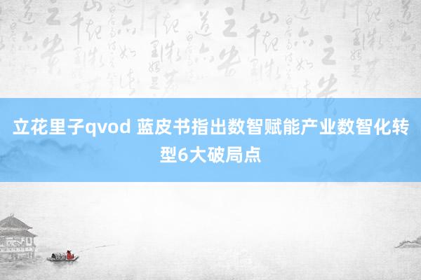 立花里子qvod 蓝皮书指出数智赋能产业数智化转型6大破局点