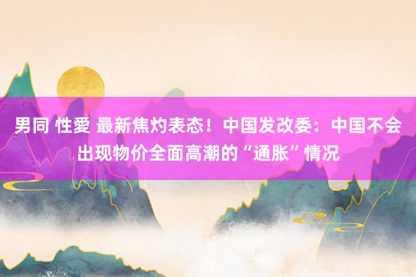 男同 性愛 最新焦灼表态！中国发改委：中国不会出现物价全面高潮的“通胀”情况