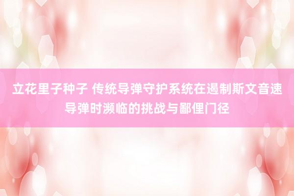 立花里子种子 传统导弹守护系统在遏制斯文音速导弹时濒临的挑战与鄙俚门径