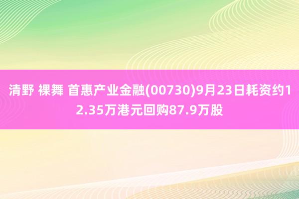 清野 裸舞 首惠产业金融(00730)9月23日耗资约12.35万港元回购87.9万股