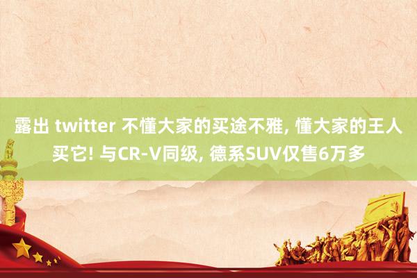 露出 twitter 不懂大家的买途不雅， 懂大家的王人买它! 与CR-V同级， 德系SUV仅售6万多