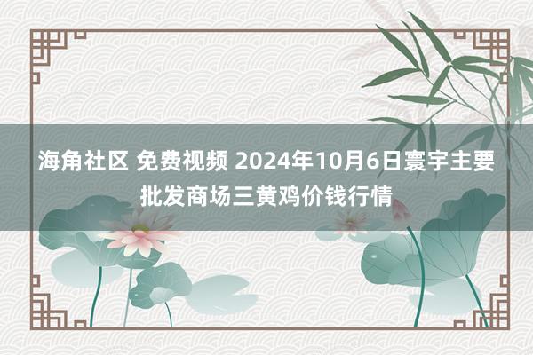 海角社区 免费视频 2024年10月6日寰宇主要批发商场三黄鸡价钱行情