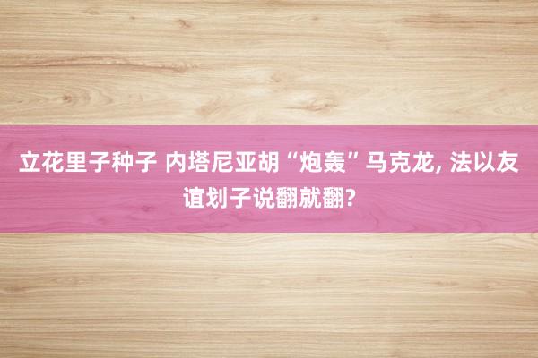 立花里子种子 内塔尼亚胡“炮轰”马克龙， 法以友谊划子说翻就翻?