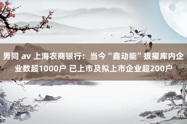 男同 av 上海农商银行：当今“鑫动能”拔擢库内企业数超1000户 已上市及拟上市企业超200户