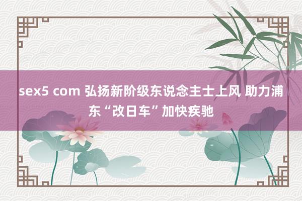 sex5 com 弘扬新阶级东说念主士上风 助力浦东“改日车”加快疾驰