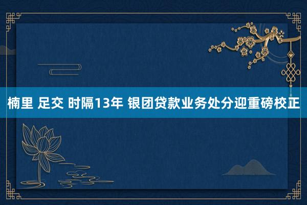 楠里 足交 时隔13年 银团贷款业务处分迎重磅校正