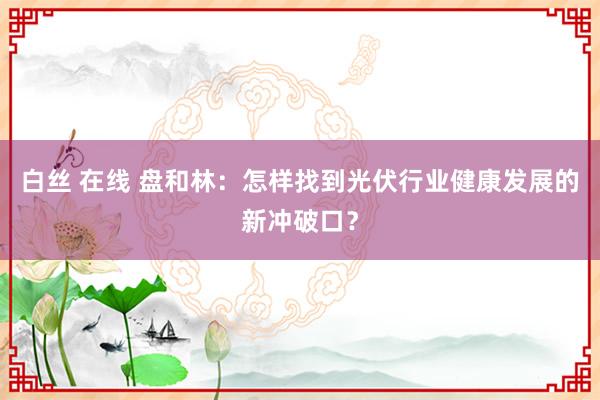 白丝 在线 盘和林：怎样找到光伏行业健康发展的新冲破口？