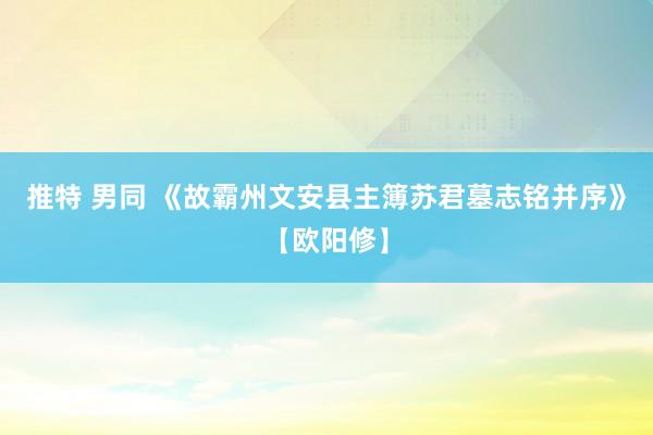 推特 男同 《故霸州文安县主簿苏君墓志铭并序》【欧阳修】