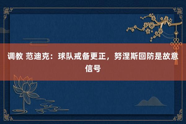 调教 范迪克：球队戒备更正，努涅斯回防是故意信号
