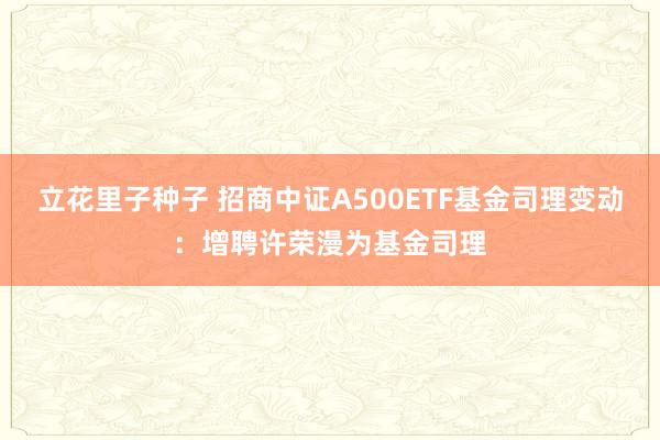 立花里子种子 招商中证A500ETF基金司理变动：增聘许荣漫为基金司理