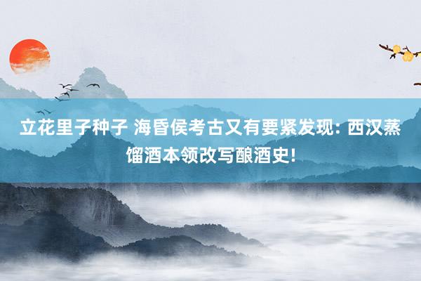 立花里子种子 海昏侯考古又有要紧发现: 西汉蒸馏酒本领改写酿酒史!