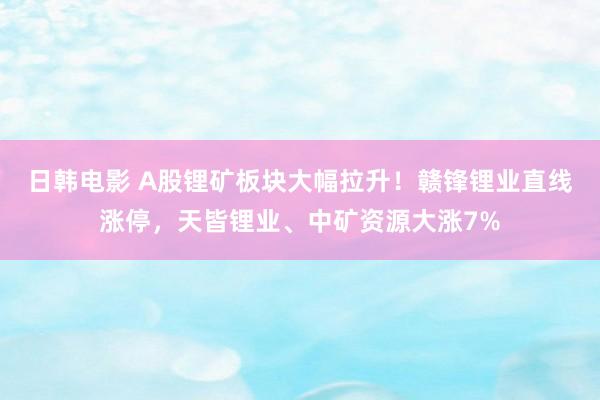 日韩电影 A股锂矿板块大幅拉升！赣锋锂业直线涨停，天皆锂业、中矿资源大涨7%