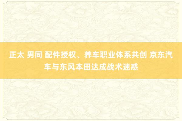 正太 男同 配件授权、养车职业体系共创 京东汽车与东风本田达成战术迷惑