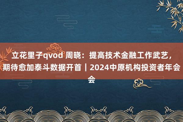 立花里子qvod 周晓：提高技术金融工作武艺，期待愈加泰斗数据开首｜2024中原机构投资者年会