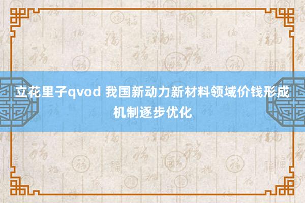 立花里子qvod 我国新动力新材料领域价钱形成机制逐步优化