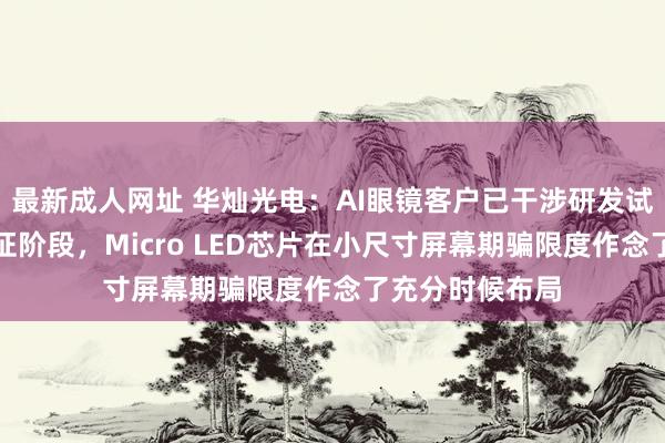 最新成人网址 华灿光电：AI眼镜客户已干涉研发试样及有瞎想考证阶段，Micro LED芯片在小尺寸屏幕期骗限度作念了充分时候布局
