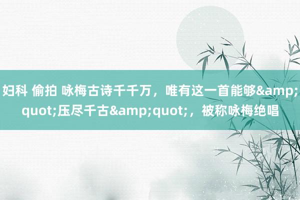 妇科 偷拍 咏梅古诗千千万，唯有这一首能够&quot;压尽千古&quot;，被称咏梅绝唱