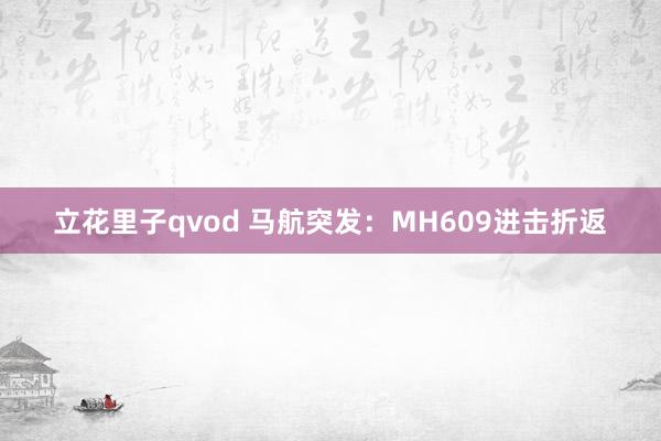 立花里子qvod 马航突发：MH609进击折返