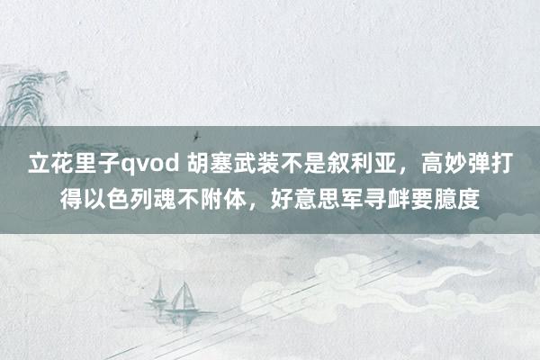 立花里子qvod 胡塞武装不是叙利亚，高妙弹打得以色列魂不附体，好意思军寻衅要臆度