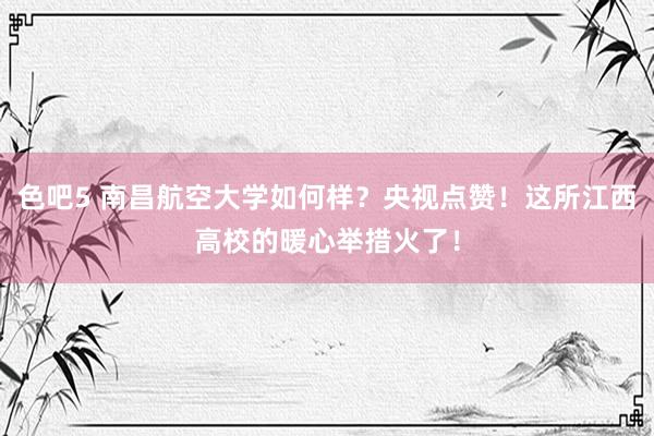 色吧5 南昌航空大学如何样？央视点赞！这所江西高校的暖心举措火了！