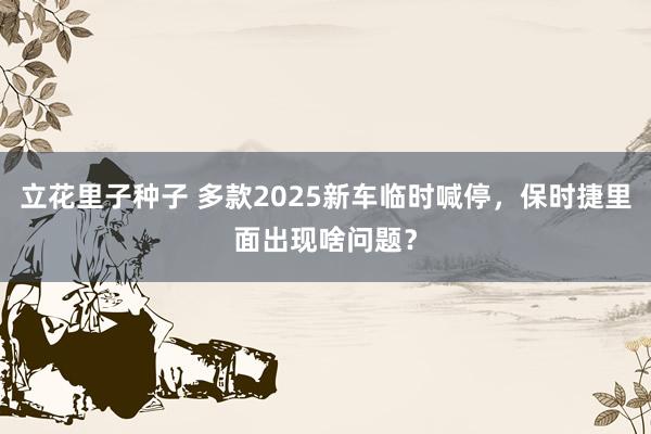 立花里子种子 多款2025新车临时喊停，保时捷里面出现啥问题？