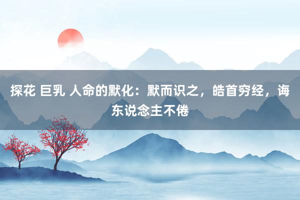 探花 巨乳 人命的默化：默而识之，皓首穷经，诲东说念主不倦
