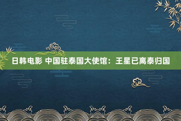 日韩电影 中国驻泰国大使馆：王星已离泰归国