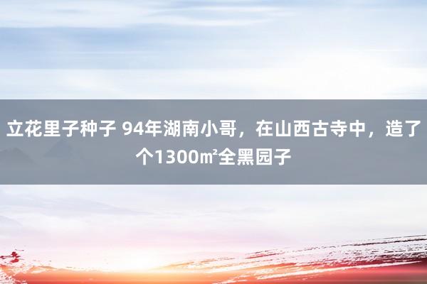 立花里子种子 94年湖南小哥，在山西古寺中，造了个1300㎡全黑园子