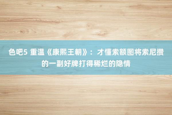 色吧5 重温《康熙王朝》：才懂索额图将索尼攒的一副好牌打得稀烂的隐情