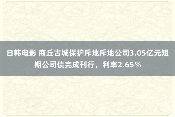 日韩电影 商丘古城保护斥地斥地公司3.05亿元短期公司债完成刊行，利率2.65％