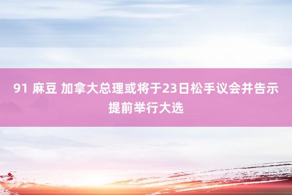 91 麻豆 加拿大总理或将于23日松手议会并告示提前举行大选