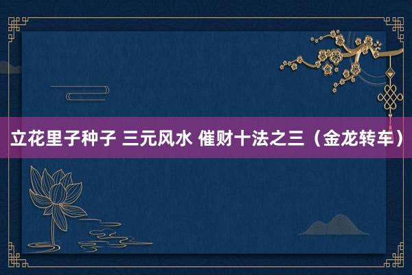 立花里子种子 三元风水 催财十法之三（金龙转车）