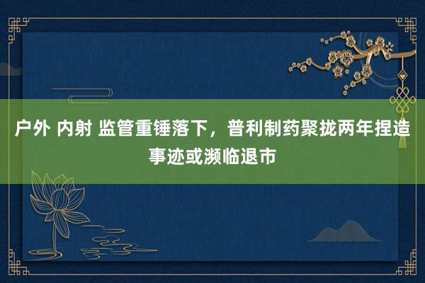 户外 内射 监管重锤落下，普利制药聚拢两年捏造事迹或濒临退市
