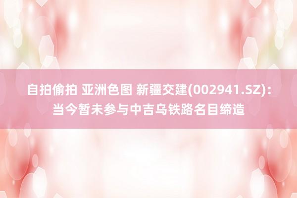 自拍偷拍 亚洲色图 新疆交建(002941.SZ)：当今暂未参与中吉乌铁路名目缔造