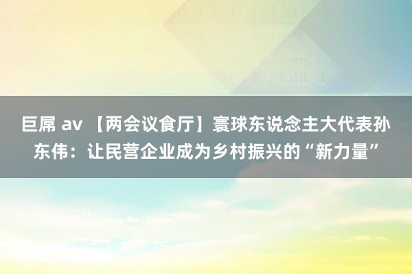巨屌 av 【两会议食厅】寰球东说念主大代表孙东伟：让民营企业成为乡村振兴的“新力量”