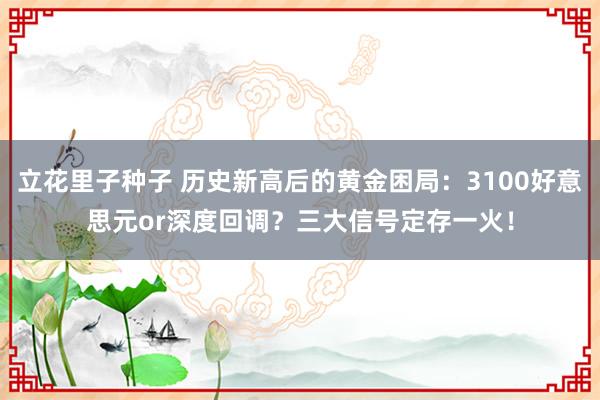 立花里子种子 历史新高后的黄金困局：3100好意思元or深度回调？三大信号定存一火！