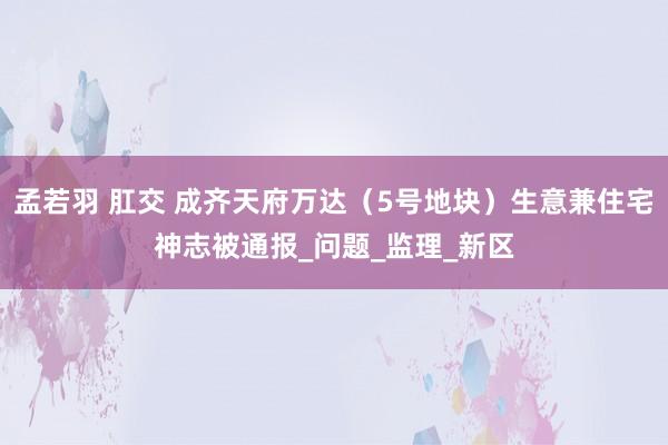 孟若羽 肛交 成齐天府万达（5号地块）生意兼住宅神志被通报_问题_监理_新区
