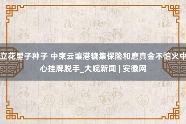 立花里子种子 中柬云壤港辘集保险和磨真金不怕火中心挂牌脱手_大皖新闻 | 安徽网