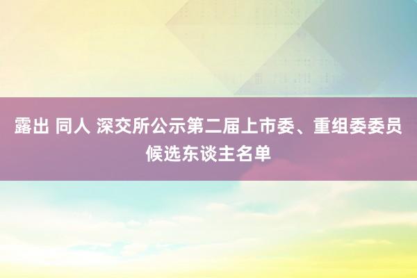 露出 同人 深交所公示第二届上市委、重组委委员候选东谈主名单
