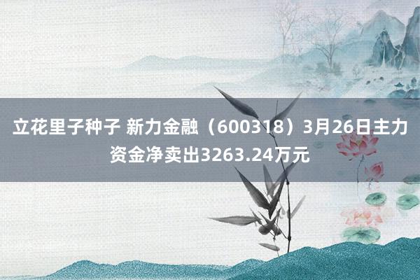 立花里子种子 新力金融（600318）3月26日主力资金净卖出3263.24万元