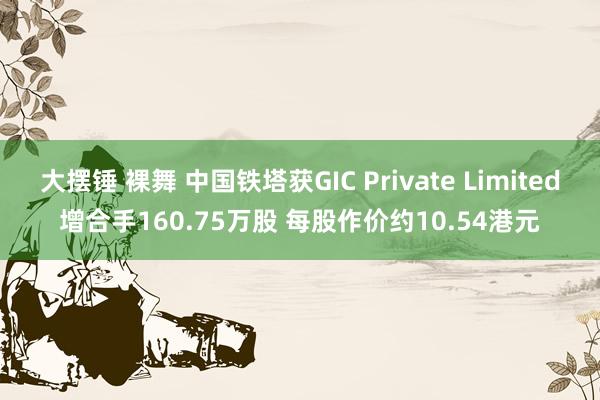 大摆锤 裸舞 中国铁塔获GIC Private Limited增合手160.75万股 每股作价约10.54港元