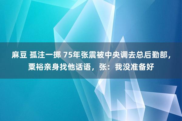 麻豆 孤注一掷 75年张震被中央调去总后勤部，粟裕亲身找他话语，张：我没准备好