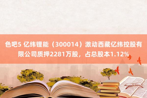 色吧5 亿纬锂能（300014）激动西藏亿纬控股有限公司质押2281万股，占总股本1.12%